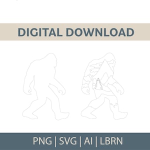 Yeti - Silhouette + Mountain Scene - DIGITAL DOWNLOAD ONLY