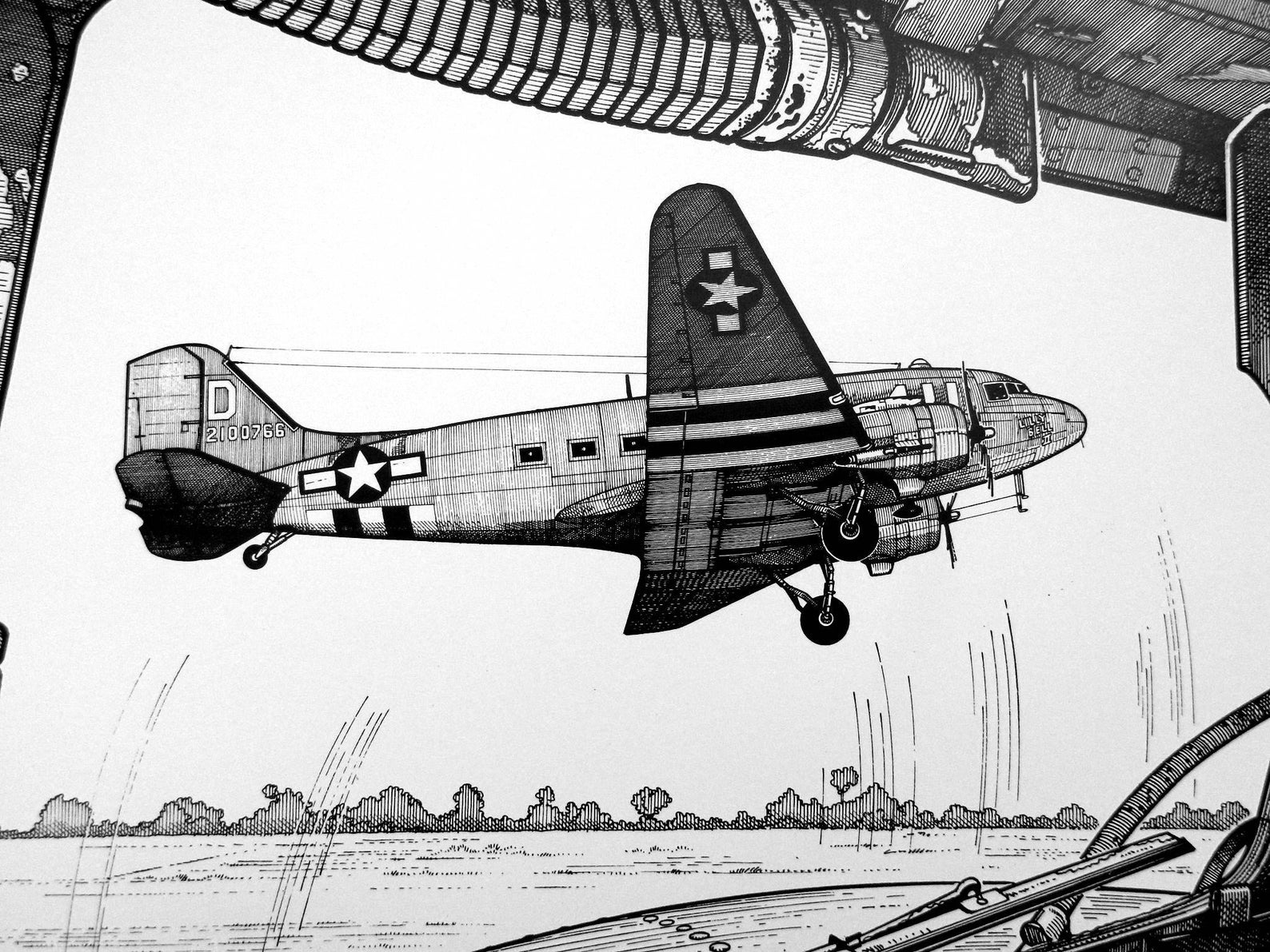 Aviation Art Vintage Airplane Art Skytrain Jeanluc Etsy