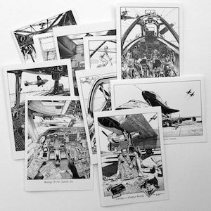 Christmas Cards, 10 Vintage Airplanes, Aviation Notecards, Jean-Luc Beghin, WW2, USAAF, Aviation Prints, Vintage Aircraft Posters, Cockpits,