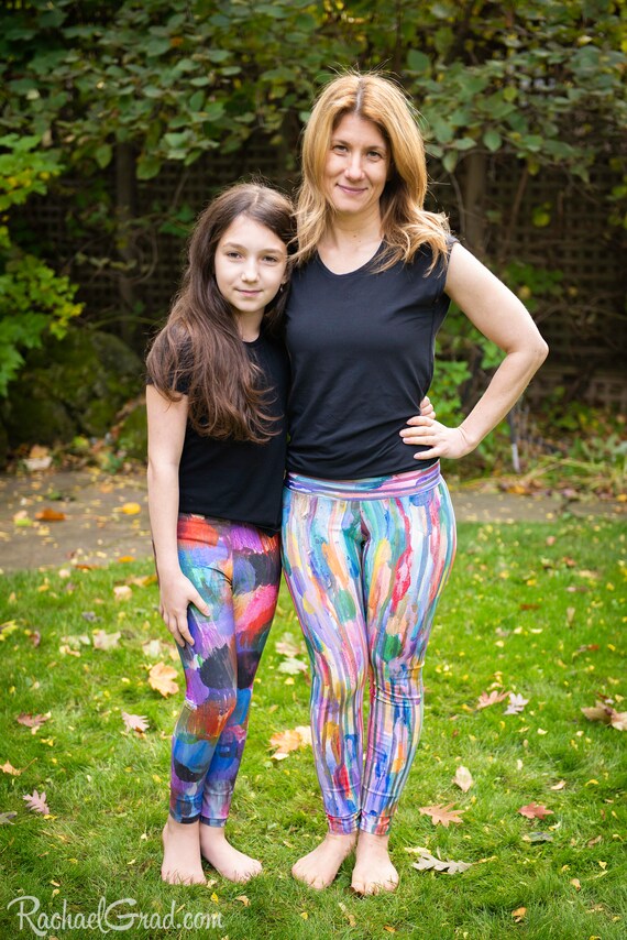 Leggings with Colorful Abstract Art by Artist Rachael Grad, Multicolor