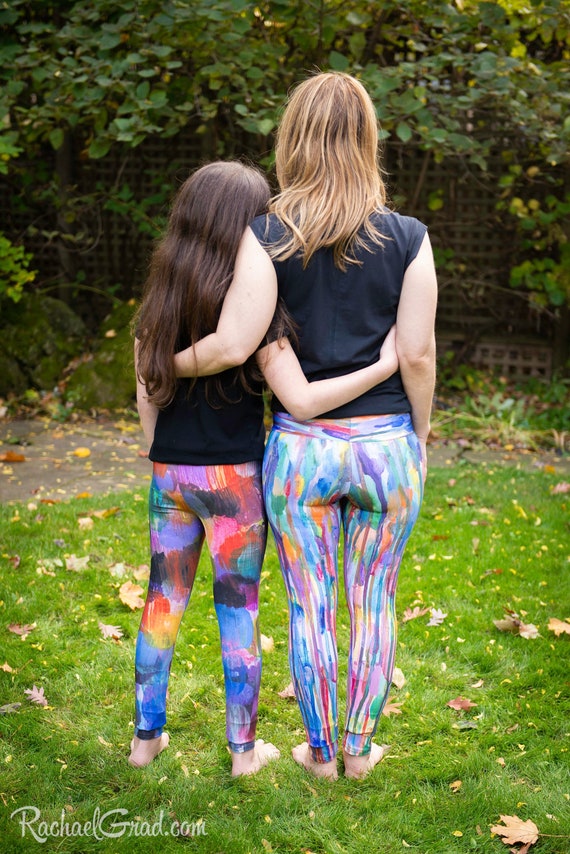 Mommy and Me Matching Leggings Set Mom Daughter Outfit Rainbow