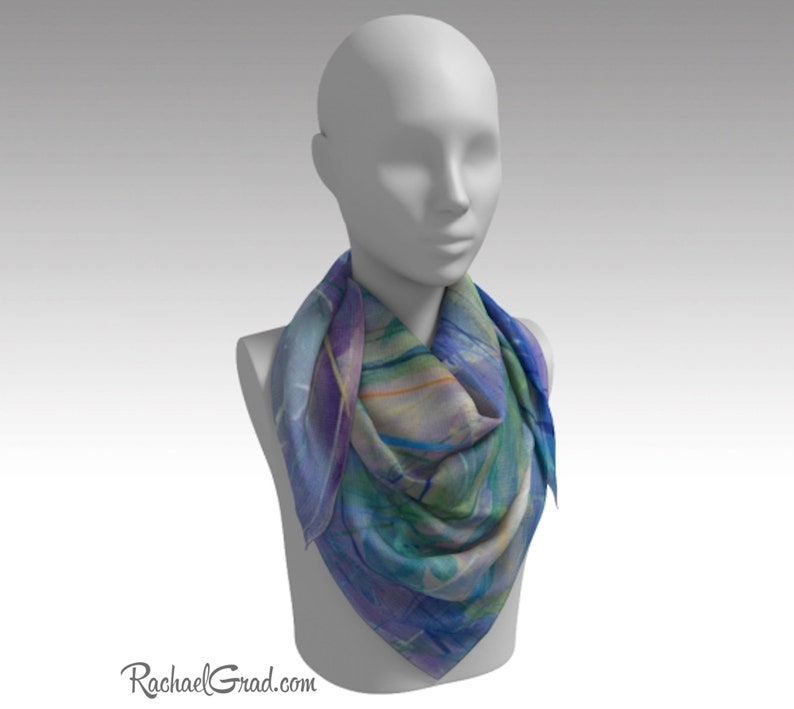 Scarf Gift for Mom, Violet Lady's Scarf, Purple Scarf, Gift for Her, Purple Fashion Scarf, Art Scarves, Women's Gifts, Grandmother Gifts Blu image 4