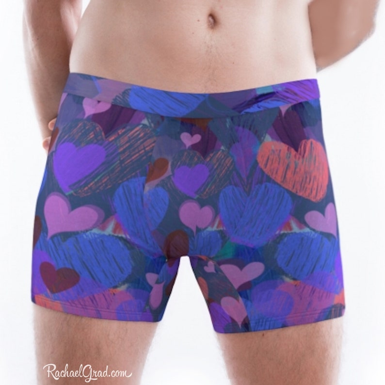 Hearts Mens Boxer Briefs, Valentines Gift Underwear, Heart Art Men's Briefs, Mens Underwear, Romantic Gifts for Men, Valentines Gift for Him image 2
