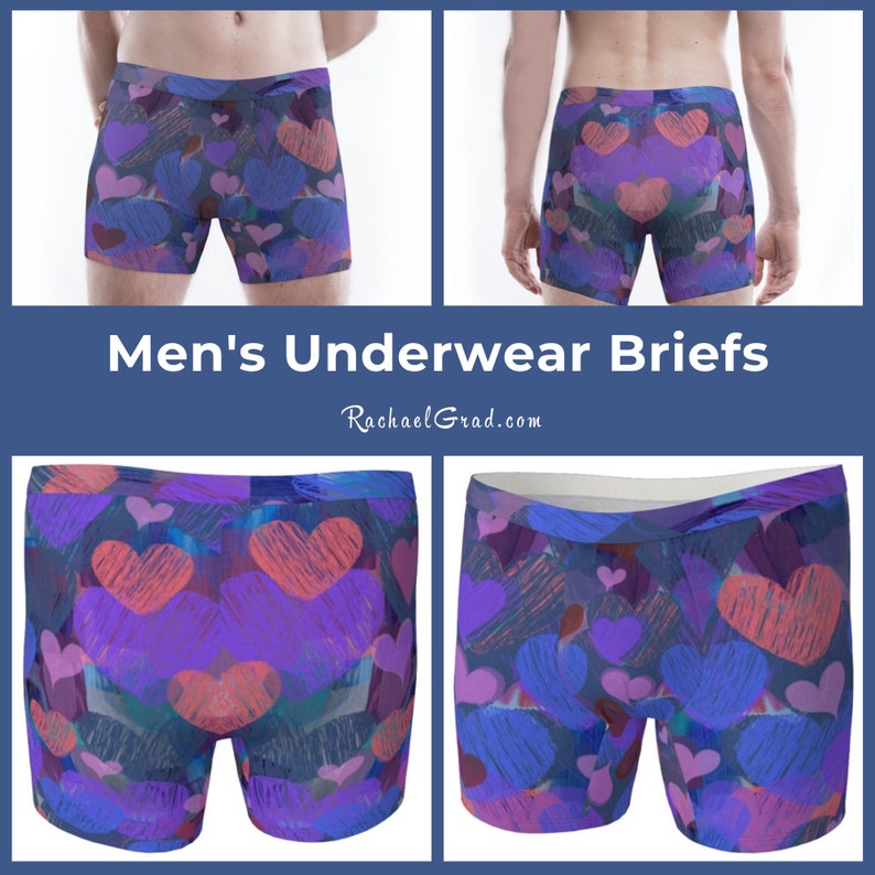 Hearts Mens Boxer Briefs, Valentines Gift Underwear, Heart Art Men's Briefs, Mens Underwear, Romantic Gifts for Men, Valentines Gift for Him image 3