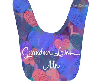 Grandma Loves Me Baby Bib, Gifts for Grandma, New Grandmother Gifts, Grandmother Baby Bibs, Baby Bib Gift, Gift for Grandma, New Baby Gift