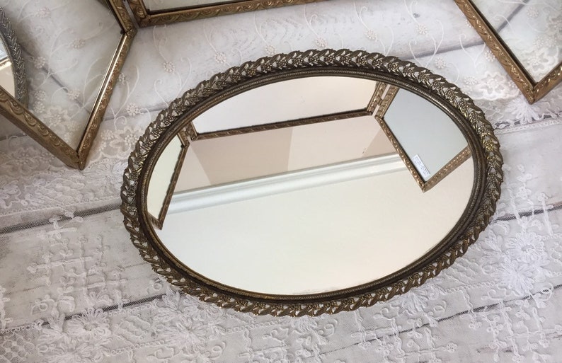 Very Pretty Oval Vintage Dresser Mirror Etsy