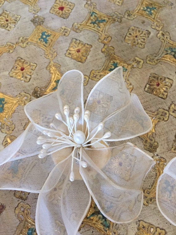 Bridal White Shoe Clips-Hair- Wedding-Barrettes-Ch