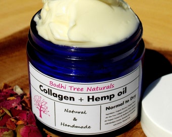 Freshly Handmade Collagen cream + Hemp oil moisturizer/ Anti Aging / Natural Sources / Night Cream/Self Care / SkinCare / vegan