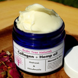 Freshly Handmade Collagen cream + Hemp oil moisturizer/ Anti Aging / Natural Sources / Night Cream/Self Care / SkinCare / vegan