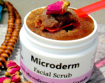 Freshly Made 2oz Microdermabrasion Facial Scrub - Exfoliating Anti Aging / Oily skin with Microderm Crystals - Natural skin care