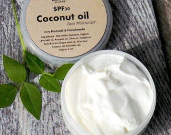 SPF Coconut oil Face cream - Natural Face moisturizer - wrinkle - with Zink Oxide - Handmade SkinCare