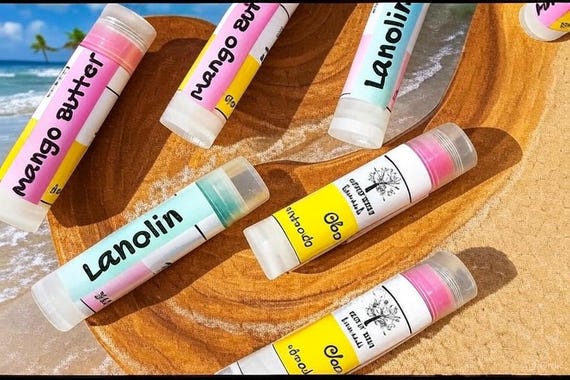 10 Anti Aging Mango Butter Vitamins  Lip Balm - Hydrating + Vitamin A&E / Natural Handmade Skin Care by Bodhi Tree Naturals