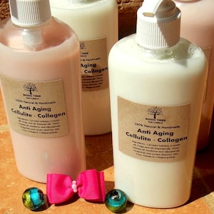 8oz Non GMO Collagen Cellulite Lotion - FIRMING Anti Aging - Moisturizing Natural Handmade Skin Care