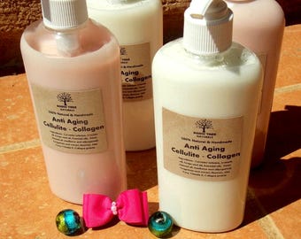 8oz Non GMO Collagen Cellulite Lotion - FIRMING Anti Aging - Moisturizing Natural Handmade Skin Care