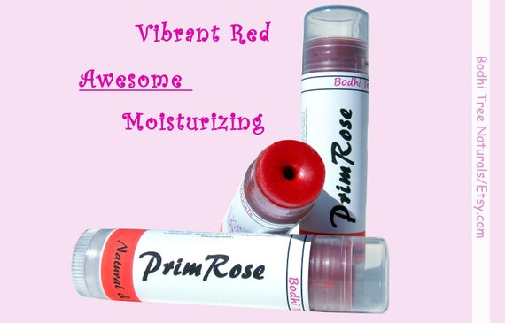 BOGO Natural Vibrant Red Tinted Lip Balm/with PrimRose oil & Zink Oxide - Handmade Skin Care