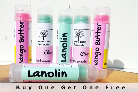 10 Piece / Clear - Chapped/Dry /Lanolin Lip Balm / Clear Lip Moisturizer - Natural Handmade SkinCare