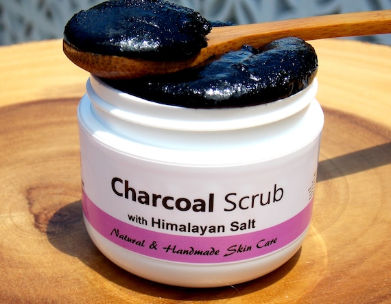 Oily Skin Charcoal (AHA) Face scrub with Himalayan salt + True Raw Honey /Natural Cleanser/ Exfoliating Skin Care