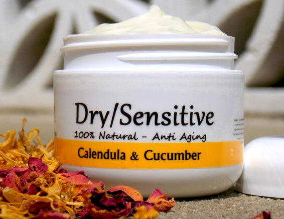 Dry Sensitive skin Calendula Cucumber seed oil Face cream / face moisturizer / Natural Handmade Skincare
