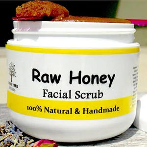 Gentle Raw Honey Facial Scrub Anti Aging Antioxidants Clays & Essential oils - Natural Skin Care Products