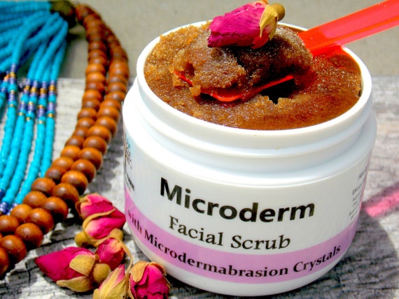 Freshly Made 2oz Microdermabrasion Facial Scrub - Exfoliating Anti Aging / Oily skin with Microderm Crystals - Natural skin care