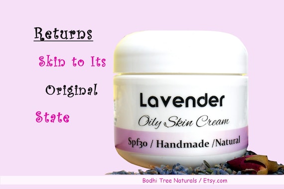 Spf30 Oily Acne  / Problem Prone LAVENDER Cream - Natural and Handmade Skin Care / Face Moisturizer