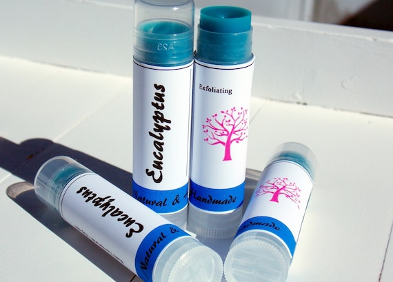 Clear Exfoliating Eucalyptus Lip Balm with Organic Lavender Oil - Natural Handmade Skin Care