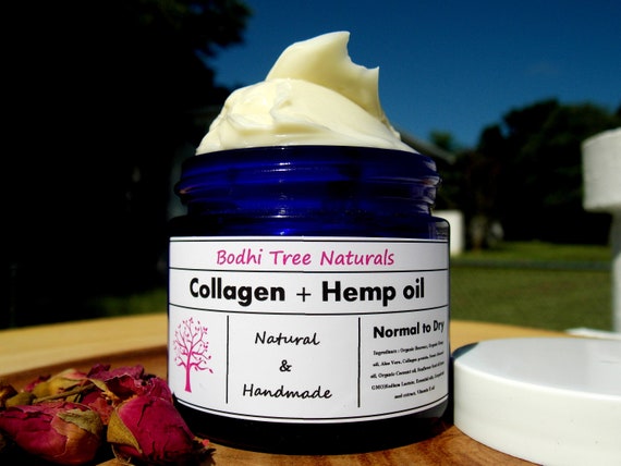 Freshly Handmade Collagen cream + Hemp oil moisturizer/ Anti Aging / Natural Sources / Night Cream/Self Care / SkinCare / vegan