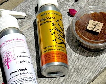 Organic Skincare Sample Set: Cream, Scrub, Face Wash