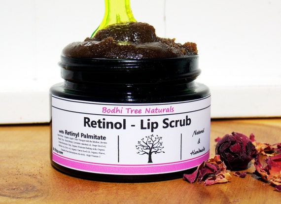 Freshly Made / Retinol Lip Scrub 1oz /Plump /with Retinyl Palmitate / Anti Aging / Natural by Bodhi Tree Naturals