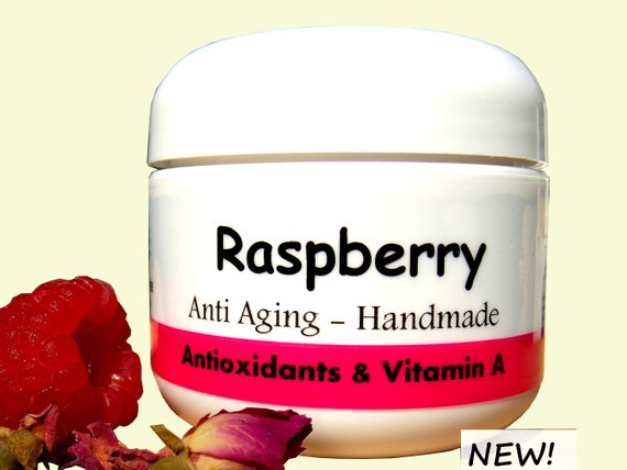 Toning Raspberry Hyaluronic Acid Face Moisturizer / Antioxidants / Bright - Glow Anti Aging Face  Cream / Natural Handmade Skin Care