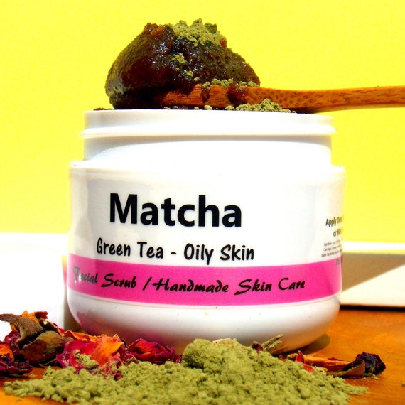Matcha Green Tea Face Scrub / Matt Finish /oily skin / Natural Matcha Anti Aging / Self Care / Handmade Skin Care