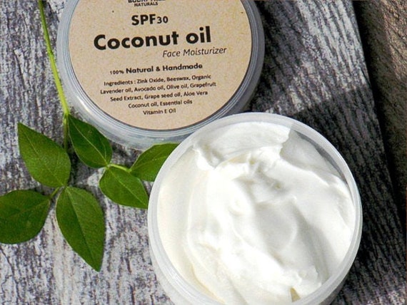 SPF Coconut oil Face cream - Natural Face moisturizer - wrinkle - with Zink Oxide - Handmade SkinCare