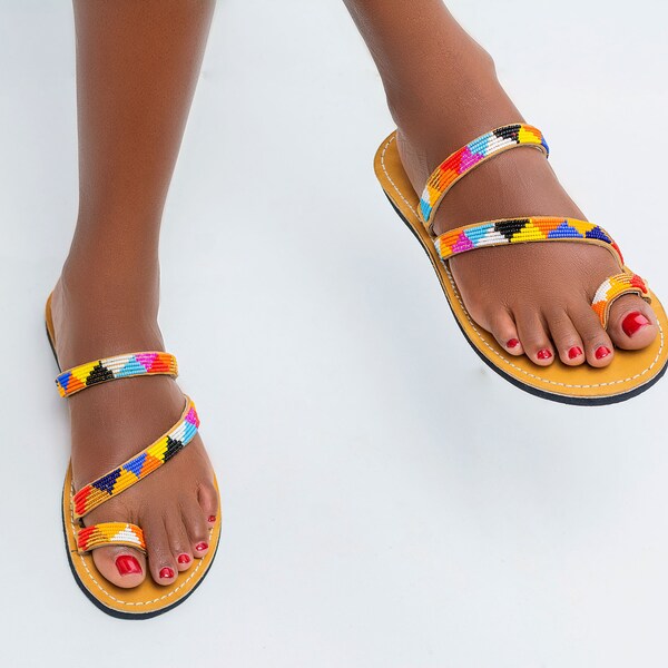 Beaded Flat Sandals
