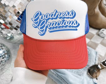 Retro Cowgirl Trucker Hat: Red White & Blue Rodeo Cap