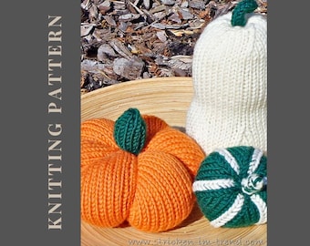 Pumpkin Knitting Pattern Halloween #01 | Trio of Pumpkins | PDF Knitting Pattern | Holiday Decoration | Digital Download