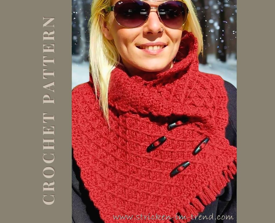 Crochet Pattern Cowl With Fringes | Neckwarmer #5 | Easy Crochet Scarf ...