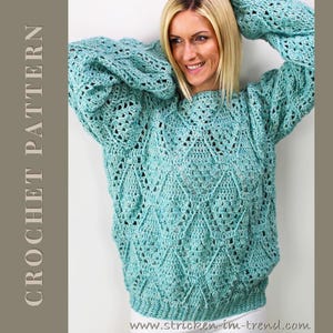Häkelanleitung Pullover OverSize SYDNEY #1 | Crochet Sweater Pattern | Oversized Lace Jumper PDF | Häkelpulli Damen | Digital Download