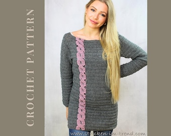 Häkelanleitung Pullover ItalyWool #6 | Crochet Sweater Pattern | farbiger Zopf | PDF Anleitung | Größen S–XL | Digital Download