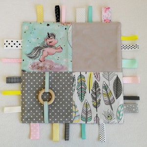 Manta sensorial para niña Unicornio rosa Regalo baby shower
