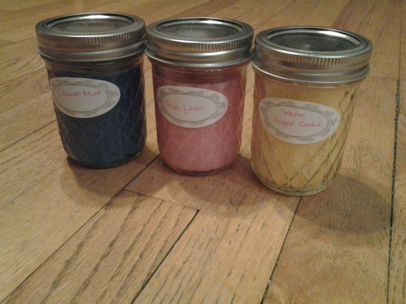 8oz Mason Jar Scented Soy Wax Candles, Mason Jar Candles, Home Decor