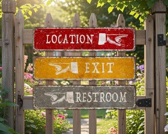 Custom Direction Sign Vintage Style Metal Wall Decor Available for Outdoor