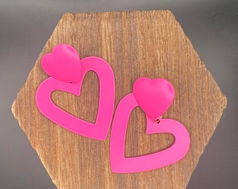 Pink Heart Earrings, Valentines Day