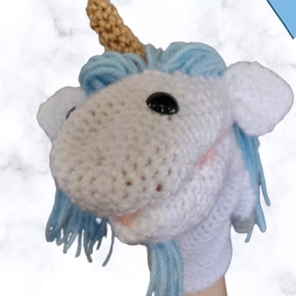 Crochet Unicorn hand puppet