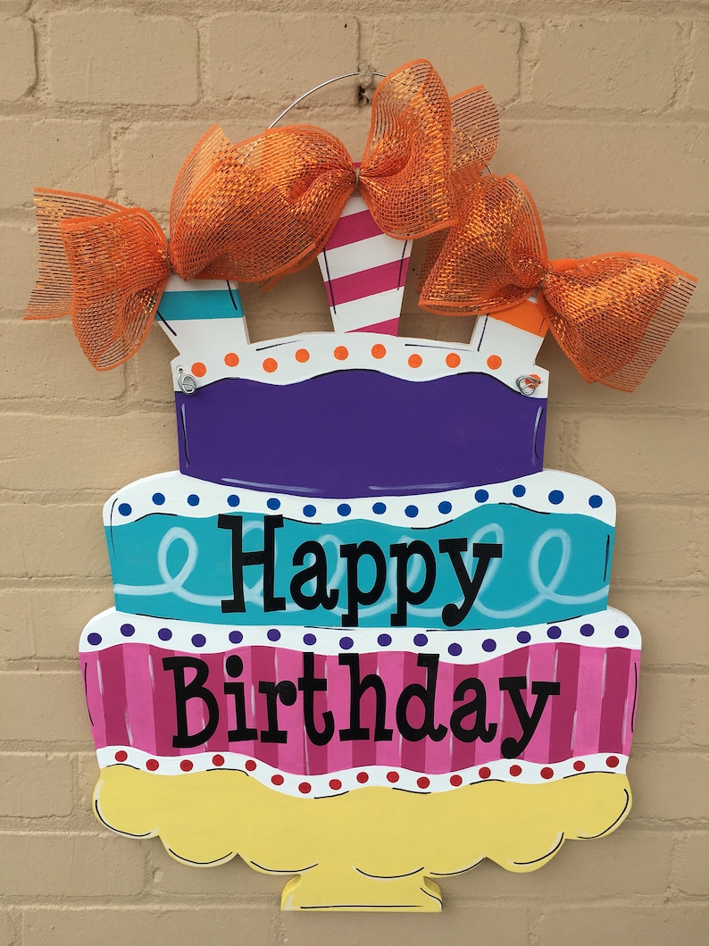 Happy Birthday Door Hanger Birthday Cake Door Hanger Etsy