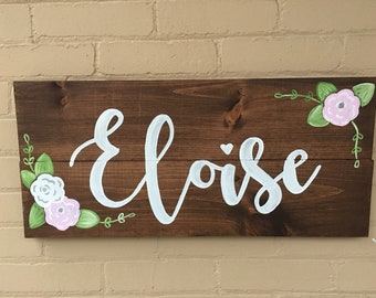 Personalized Name Sign, Nursery Wall Decor, Hand Painted Wood Sign, Nursery Sign, Gallery Wall Sign, Girl Name Sign, Girl Bedroom Wall Decor