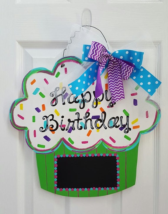Birthday Door Hanger Cupcake Door Hanger Birthday Door Etsy