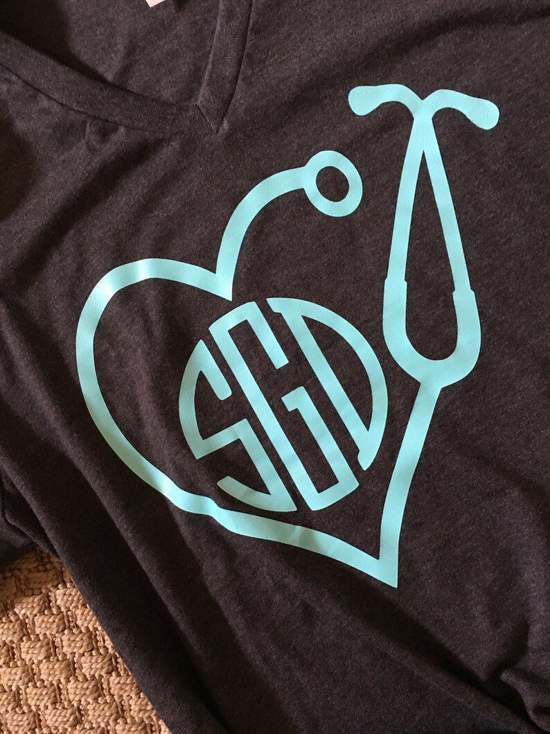 Monogram Stethoscope Tshirt Healthcare Worker Shirt Nurse Etsy