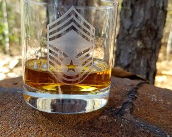 Any Rank - Logo - design - name Personalized Laser Engraved Rock glass, whiskey tumbler - Order any amount you want
