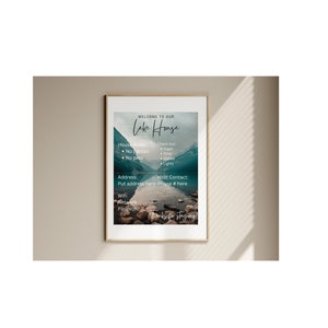 Welcome Sign for Airbnb Hosts, Vacation Rental Printable, Guest Arrival Poster, Template for VRBO, Things to Know, Lake House Rules, Wifi