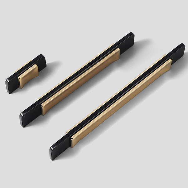 Modern light luxury cabinet door handle black gold stitching handle Nordic modern minimalist drawer wardrobe handle R18-4